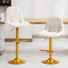2Pcs Velvet Swivel Bar Stools Adjustable Counter Height Bar Chairs With Back Gold Base Modern Stool Chair For Dining Room, White+Gold - 2 of 4
