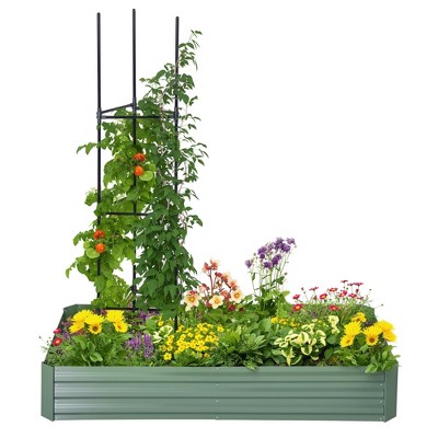 6' x 3' x 1' Raised Garden Bed with Support Rod, Steel Frame Elevated Planter Box