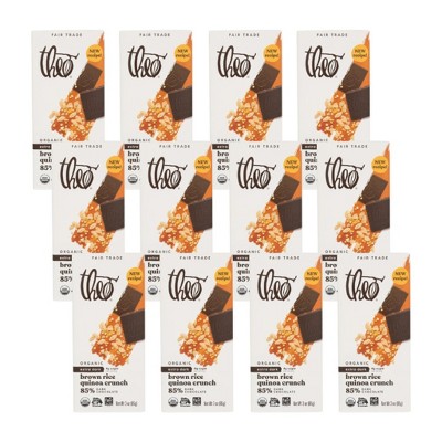 Theo Chocolate Organic Brown Rice Quinoa Crunch 85% Dark Chocolate Bar - Case of 12/3 oz