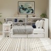 Polibi L-Shaped Wooden Daybed with Built-In Desk, Storage Bookcase, Upholstered RGB Headboard & Drawers - 3 of 4