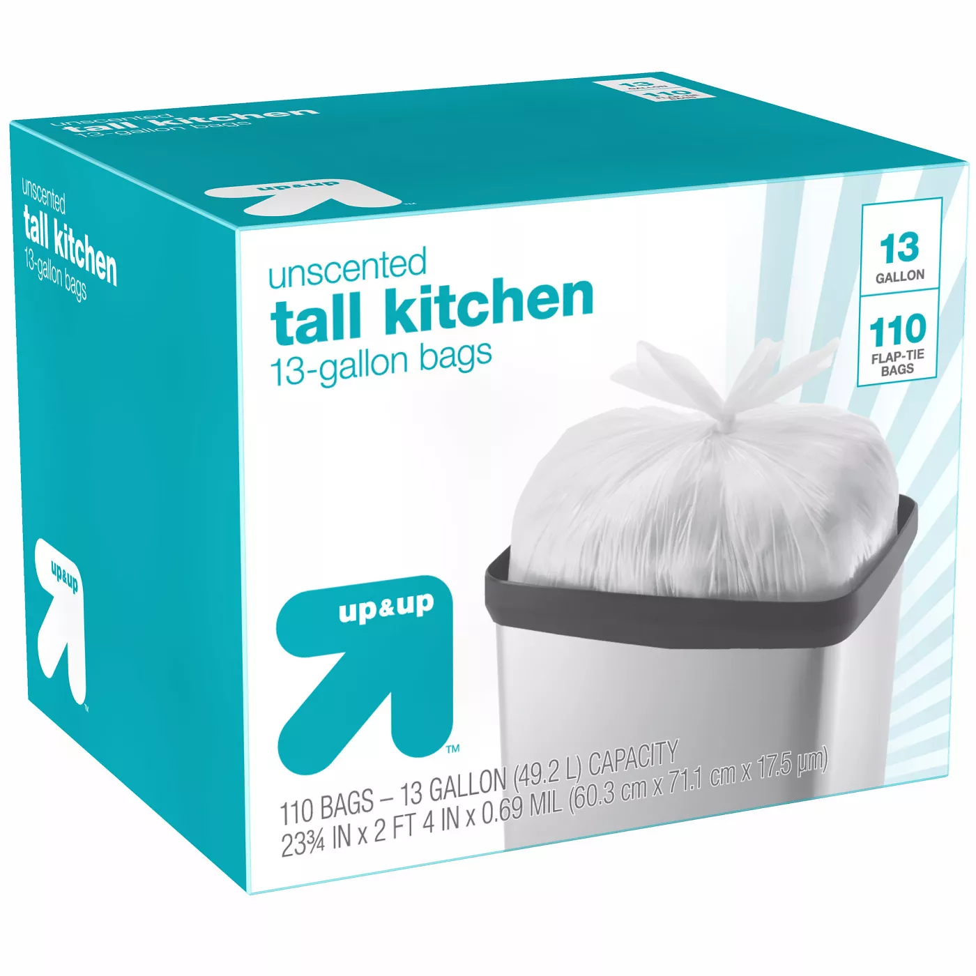 Tall Kitchen Flap-Tie Trash Bags - 13 Gallon - 110ct - Up&Up™ - image 1 of 1