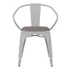 Emma and Oliver Metal Indoor-Outdoor Stacking Chair with Vertical Slat Back, Arms and All-Weather Polystyrene Seat - 3 of 4