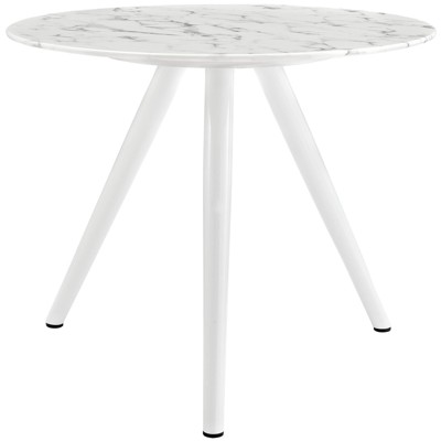 36" Lippa Round Artificial Marble Dining Table with Tripod Base White - Modway