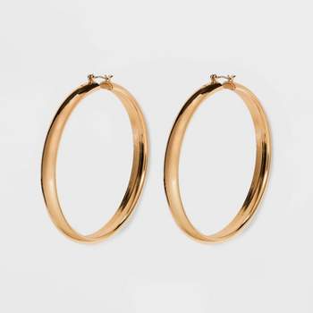 Worn Gold Hoop Post And Hinge Earrings - Universal Thread™ Gold : Target