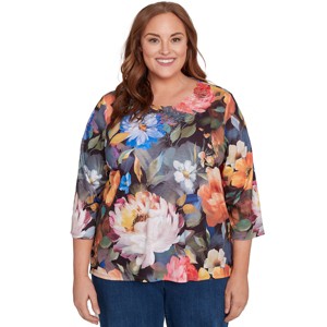 Dramatic Floral Lace Neck Top - 1 of 4