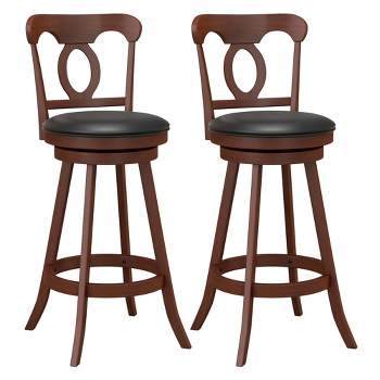 Costway Set of 2 Bar Stools  Swivel Counter Height Chairs with Footrest for Kitchen