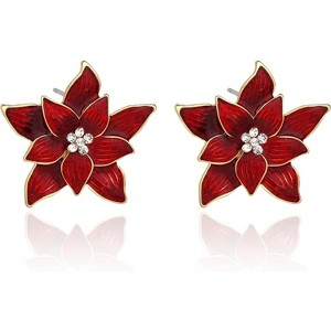 Christmas Earrings for Women: Poinsettia & Snowflake Studs and Clip-Ons. - 1 of 4