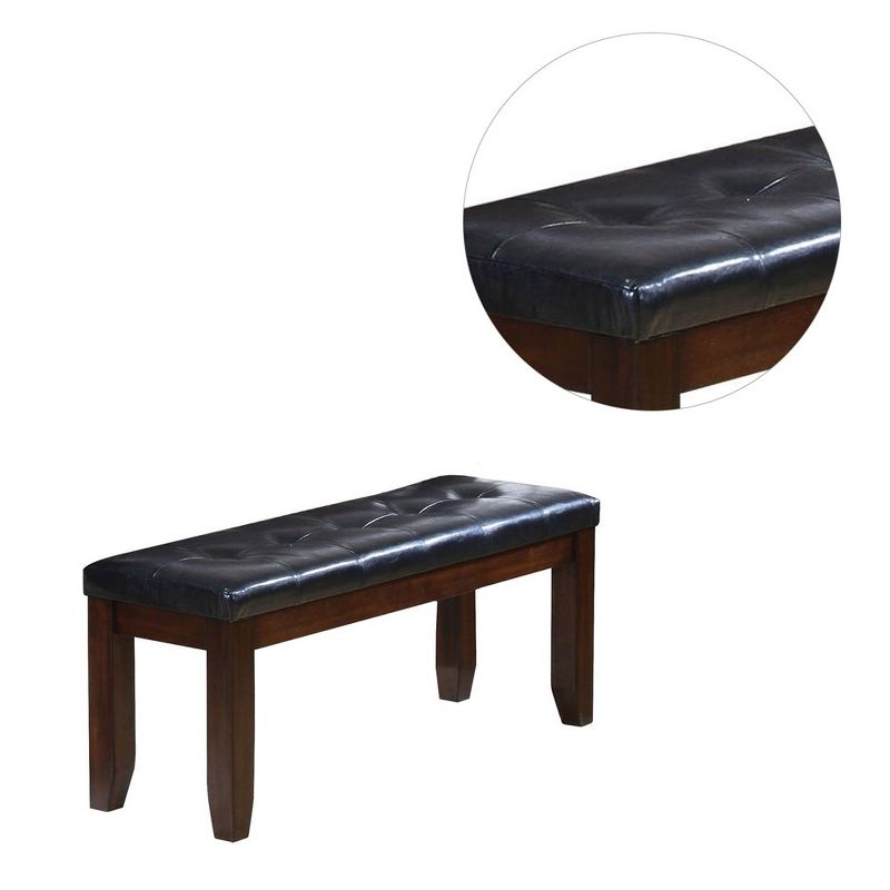 Simple Relax PU Upholstered Dining Bench in Black and Espresso, 3 of 5