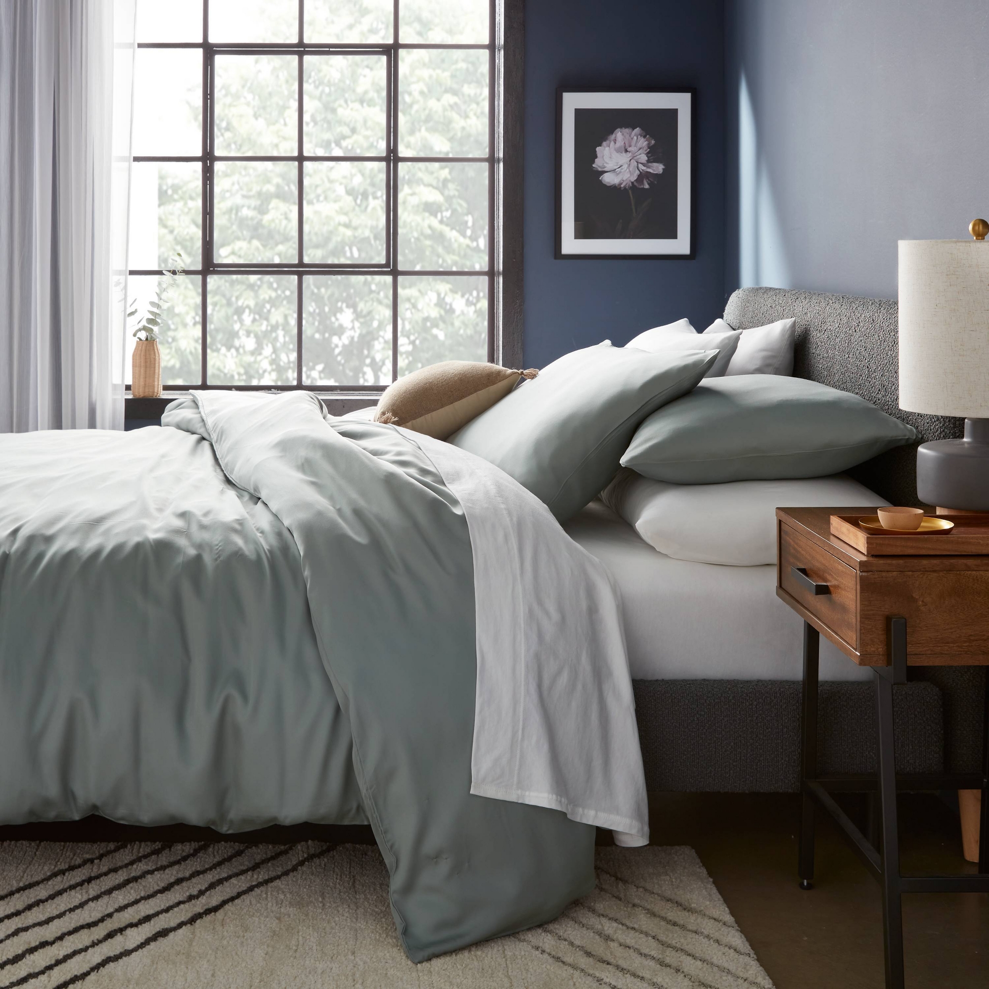 Full/Queen TENCEL™ Duvet Cover and Sham Set Sage Green - Threshold™