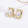 Gold-Plated Geometric Pearl Stud Earrings, Chunky Statement Vintage Jewelry, Hypoallergenic Trendy Gift - 4 of 4