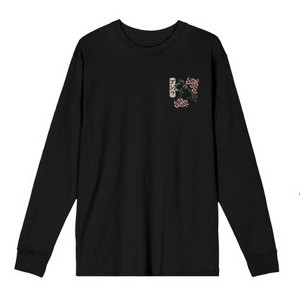 Godzilla Cherry Blossoms Front & Back Art Adult Brown Crew Neck Long Sleeve Shirt-XXL - 1 of 4