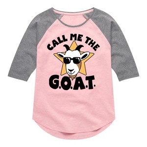 Girls' - Instant Message - Call Me The Goat Shirt Tail Raglan Graphic T-shirt - 1 of 4