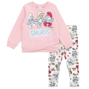 The Smurfs Girls Crossover Fleece Sweatshirt and Pants Outfit Set Toddler - 1 of 4