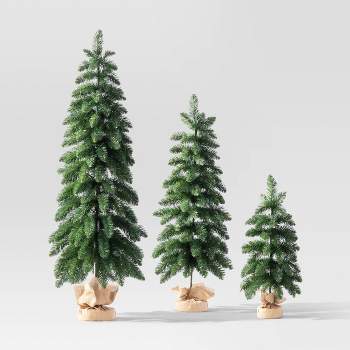 3pc Unlit Downswept Alberta Spruce Mini Artificial Christmas Trees with Burlap Base - Wondershop™