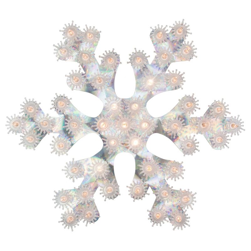 Northlight 12" Lighted Holographic Snowflake Christmas Window Decoration, 1 of 5