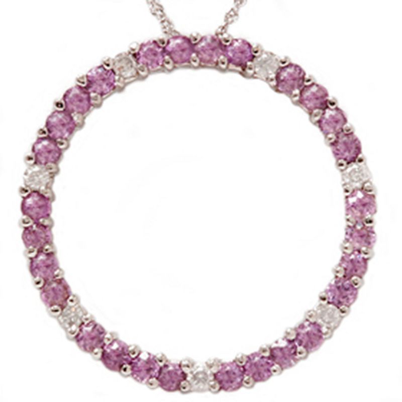 Pompeii3 14K White Gold 1 1/4ct Pink Sapphire & Diamond Pendant, 1 of 3