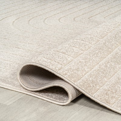 Odense Ivory Cream High-Low Geometric Indoor Outdoor Rug