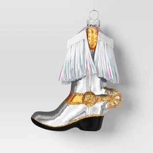 Christmas Glass Cowboy Boot Ornament - Wondershop™ - 1 of 3