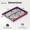 Floating Platform Bed Frame with LED Lights, Wave Wood Texture Bed with Sturdy Metal Slats, No Box Spring Needed-3irtyhousy - 4 of 4