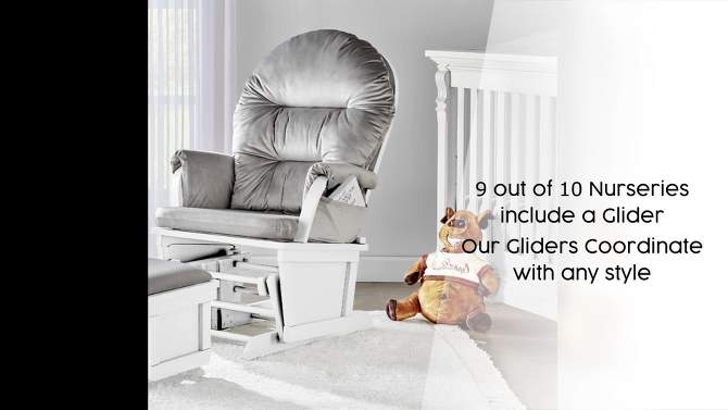 Suite Bebe Madison Glider and Ottoman - Gray Wood and Light Cloud Gray Fabric, 2 of 6, play video