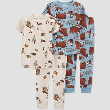 Carter's Just One You® Toddler Boys' Bears and Woodland Short Sleeve Pajama Set - Cream/Blue