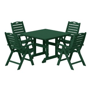 WestinTrends Malibu 5-Piece HDPE Square Patio Dining Table Set with Foldable Chairs, White - 1 of 4
