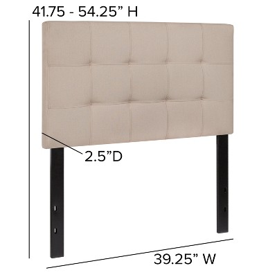 Beige Twin Quilted Tufted Upholstered Headboard with Metal Legs