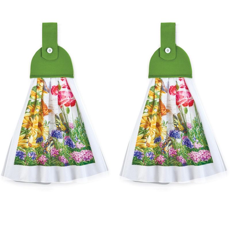 Collections Etc Set of 2 Butterfly Garden Hanging Kitchen Towels, 1 of 4