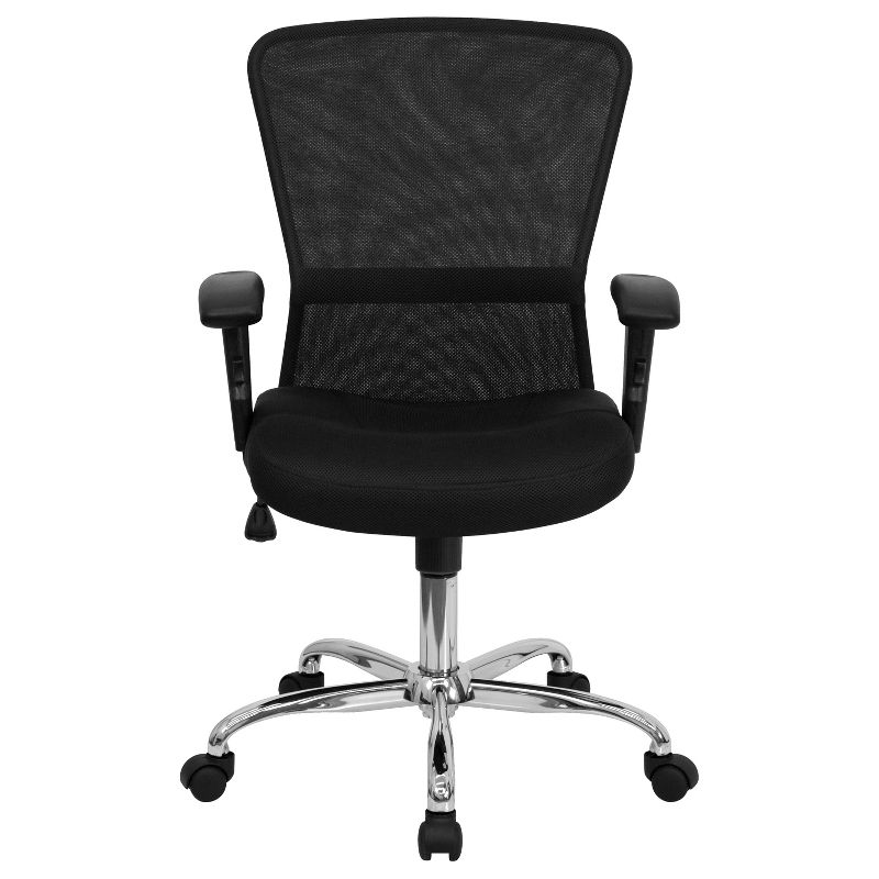 Flash Furniture Mid-Back Black Mesh Contemporary Swivel Task Office Chair with Chrome Base and Adjustable Arms, 4 of 6