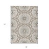 Beige Brown And Teal Blue Floral Medallion Washable Indoor Outdoor Area Rug - 3 of 4