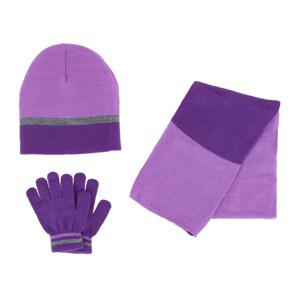 Polar Wear Girl's 3-6 Color Block Winter Beanie Scarf and Gloves Set - 1 of 4