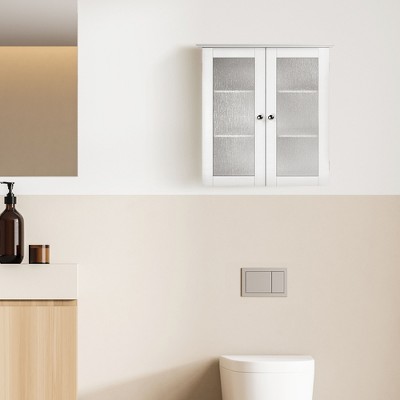 Connor Crisp White 2-Door Wall Cabinet with Textured Glass