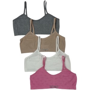 XOXO Girls' 4-Pack Assorted Seamless Non-Padded Bralette Sets - 1 of 4