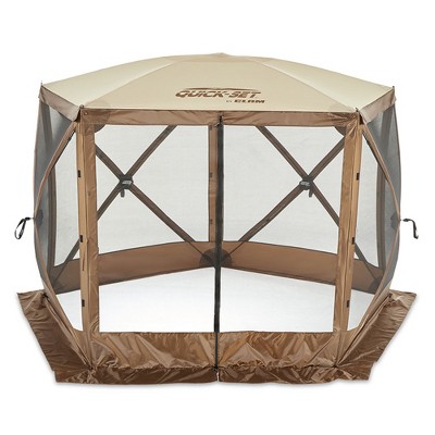 Brown 9'x9' Portable Outdoor Gazebo with Wind Panels