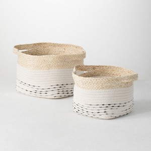 Sullivans Set Of 2 Basket Maize & Natural Basket 7"H & 7.5"H Off-White - 1 of 4