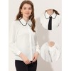 Allegra K Women's Long Sleeve Button Up Peter Pan Collar Work Office Shirt - 2 of 4