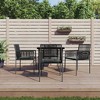 vidaXL- 5 Piece Patio Dining Set in Black Poly Rattan and Steel with Cushions, Tempered Glass Tabletop and Comfortable Outdoor Chairs - 2 of 4