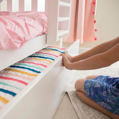 White Twin Over Twin Bunk Bed with Trundle and Storage