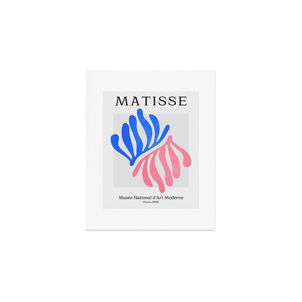 Photos - Wallpaper Deny Designs 8"x10" Ayeyokp Blue Pink Leaves Matisse Unframed Art Print