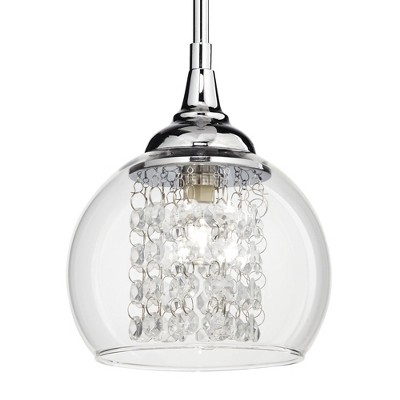Chrome and Crystal Mini Pendant with LED Light