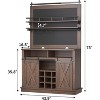 Acekool 75" Tall Farmhouse Coffee Hutch Bar Cabinet with Sliding Barn Doors, Large Kitchen Storage Hutch & Sideboard,Brown - 2 of 4