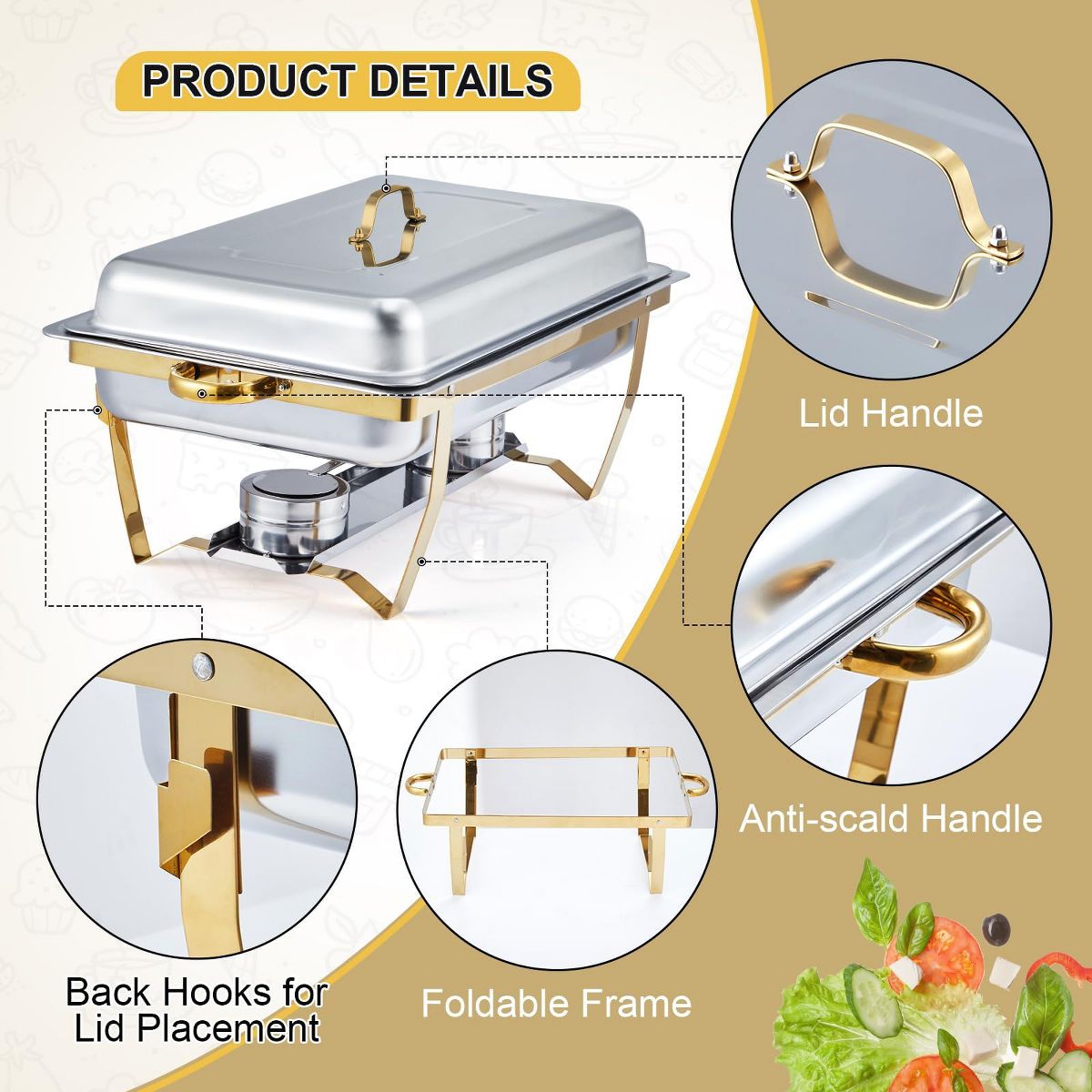 Garvee Stainless Steel Hot Pot with Divider, 2-Pack Dual Compartment Shabu Shabu Pot, Large Double Flavor Stockpot for Induction Gas Stove, Gold - thumbnail 3