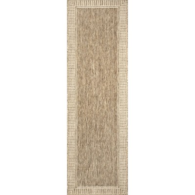 nuLOOM 2' x 8' Outdoor Area Rug, Stain Resistant, Weather Resistant, High Traffic, Patio, Balcony, Outside, Living Room, Dining Room, Asha Light Brown