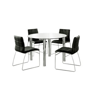 5pc Aneston Glass Top Chrome Leg Round Dining Table Set Chrome/Black - HOMES: Inside + Out - 1 of 4