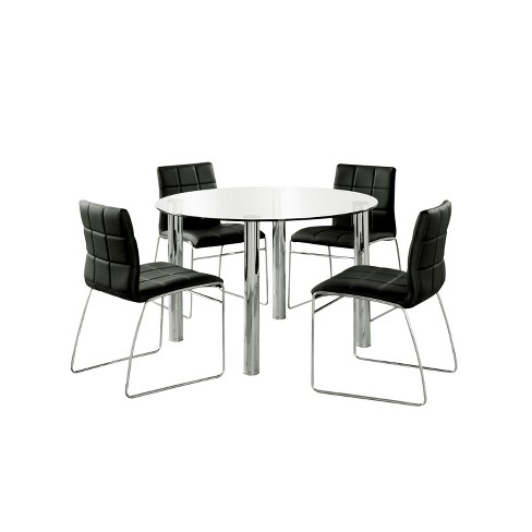 Black glass and store chrome dining table