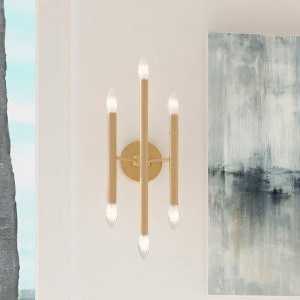 Urban Ambiance Luxury Mid-Century Modern Wall Sconce,  16''H x 7''W,  Brushed Brass Finish, ULB2230 - 1 of 4