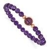 Chisel Stainless Steel Polished Rose IP-plated 6.5mm Amethyst Beaded Stretch Bracelet 7" - 2 of 4