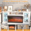 40in 3 Sided  Fireplace + 75inch wooden cabinet,12 colors of flame and log color ,120V 750W/1500W,Tempered glass TV cabinet - 2 of 4