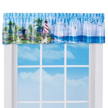 Collections Etc Lighthouse Scene Coastal Printed Window Valance 70" WIDE