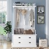 38.5"w Hallway Coat Rack with 5 Metal Hooks and 2 Large Drawers, Decorative Storage Cabinet - Maison Boucle - 2 of 4